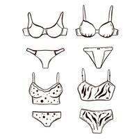 Set with ladies underwear. isolated on white hand drawing, vector