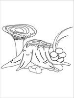 MobileMushroom Coloring Pages for kids. Fantasy Illustration for coloring page adult. vector