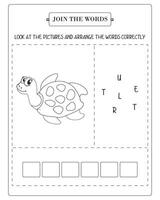 Arrange The Word Correctly Kids Worksheet, Word Teaching Material Kids Worksheet, Teaching Material for Children vector