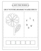 Arrange The Word Correctly Kids Worksheet, Word Teaching Material Kids Worksheet, Teaching Material for Children vector