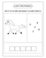 Arrange The Word Correctly Kids Worksheet, Word Teaching Material Kids Worksheet, Teaching Material for Children vector