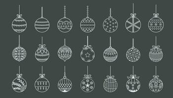 Christmas ball line icon.Set of simple christmas balls isolated on gray background.Holiday christmas decoration vector