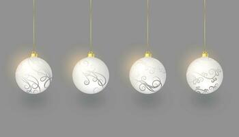 colorful shiny glowing Christmas balls. Xmas glass ball. Holiday decoration template. Vector illustration.