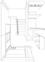 3d ilustración de plan interior vector