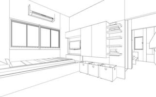 3d ilustración de plan interior vector