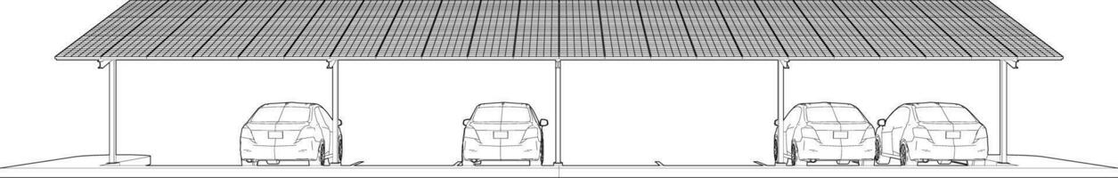 3D illustration of solar carport vector