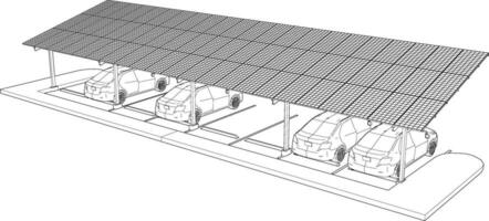 3d ilustración de solar cochera vector