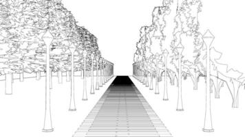 3d ilustración de parque y paisaje proyecto vector