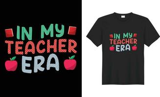 Happy 100th day of school typography t-shirt Design print ready vector template. In my teacher era