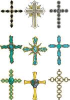 Jewelry design fancy cross hand drawing and painting make graphic vector. vector