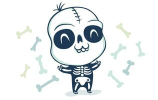 esqueleto en estilo kawaii vector