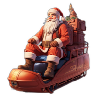 santa claus riding on a sled with presents. AI Generative png