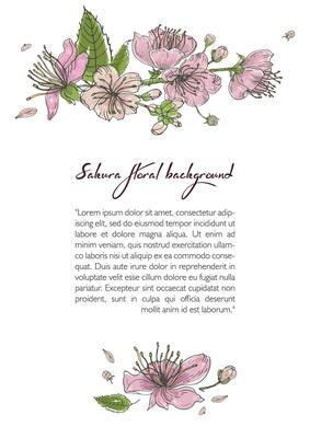 Spring background with blooming sakura flowers. Design template with place for text.