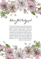 Spring background with blooming sakura flowers. Design template with place for text. vector