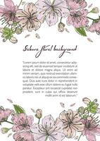 Spring background with blooming sakura flowers. Design template with place for text. vector