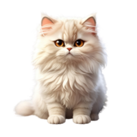 a white cat with big eyes on a transparent background. ai generated. png