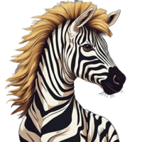 zebra testa con lungo capelli su trasparente sfondo. ai generato immagini png
