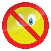 Prohibition of bad mood symbol. Vector no bad mood and depression, illustration only good mood