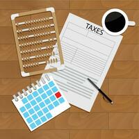 Accounting tax forms, vector taxation, calculator for finance taxes money illustration