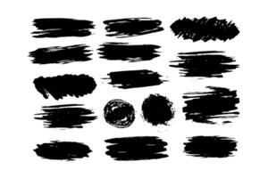 Collection black dirty design element. Grunge brush stroke, paint artistic set. Grunge texture collection vector