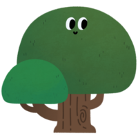färgrik tecknad serie träd med leende ansikte png