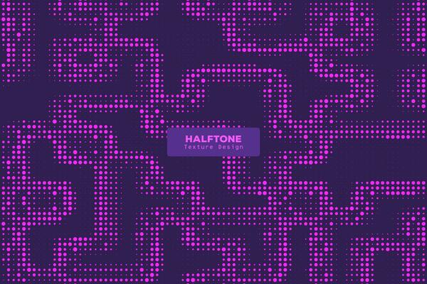 a purple background with dots and squares