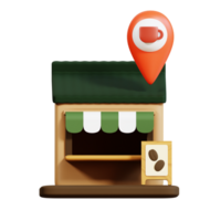 café tienda 3d icono png