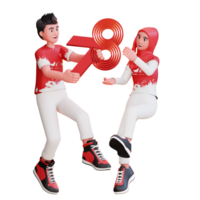 Indonesian Independence Day 3D Illustration png