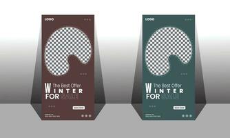 Design winter sale banner concept and roll up banner. vector