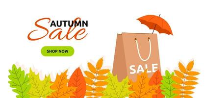 Vector illustration of autumn sale. Banner, landing page, poster, label, web header template for design.