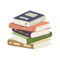 A stack of hardcover books. Different books. For lovers of reading, learning, education. Flat cartoon illustration isolated on a white background vector