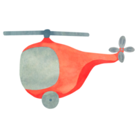 Kids toys. Helicopter watercolor illustration. Illustration for children. Separately on a transparent background. Suitable for cards, invitations, banners, notepads, posters, calendars. png