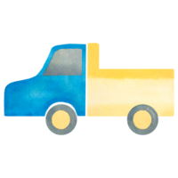 Kids toys. Truck watercolor illustration. Illustration for children. Separately on a transparent background. Suitable for cards, invitations, banners, notepads, posters, calendars. png