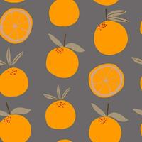 Oranges pattern on dark background. vector