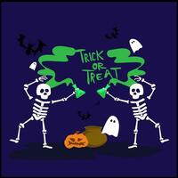 Halloween trick or treat with skeleton illustration vector