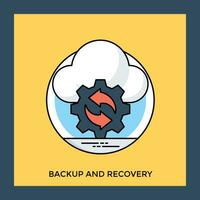 Gears with refresh symbols and a cloud, scene for backup and recovery icon vector