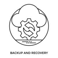 Gears with refresh symbols and a cloud, scene for backup and recovery icon vector