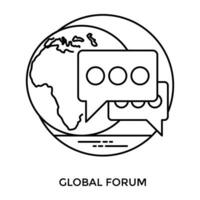 Chat bubbles outside of a globe making concept for global forum icon vector