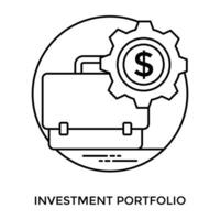 Here we have a briefcase along with dollar coin enriched cog, sensualizing the icon for investment portfolio vector