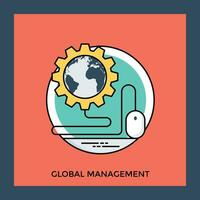 Gear with globe attached to a mouse making icon for global management vector