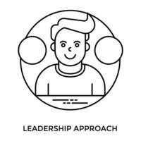 Smiling human with case and dollars offering idea for leadership approach vector