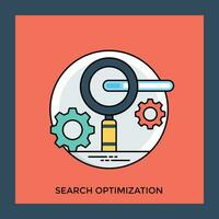 An icon with gears, loading bar and hand lense symbolizing search optimization vector