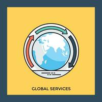 Arrows revolving around a globe denoting idea for global service vector