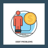 Human avatar with chained feet attached to money showing concept for debt problem icon vector