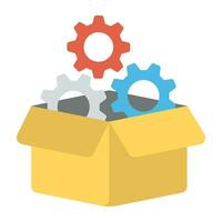 A package box with gears symbolising seo packaging vector