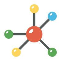 Chemical bonding connecting network, flat vector icon