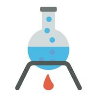 Atom structure inside chemical flask, scientific research vector