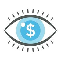 An eye with dollar sign symbolising seo analysis vector