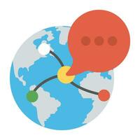 Globe with location pointers and message symbol, location based marketing vector