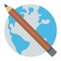 Pencil with world planet, world education and learning vector